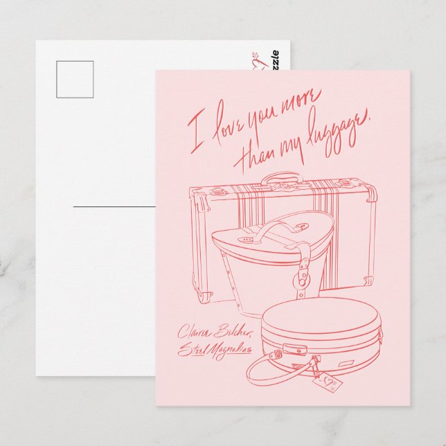 Cartes postales "Je t'aime plus que mes bagages" (Devant / Derrière)