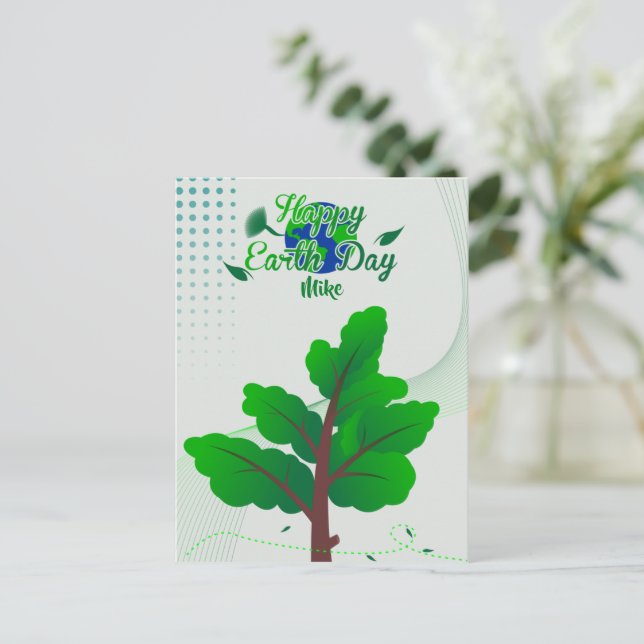 cartes postales Joyeux Jour des terres avec arbre  (Debout devant)