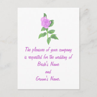 Cartes postales Lavender Rose Wedding Invitation