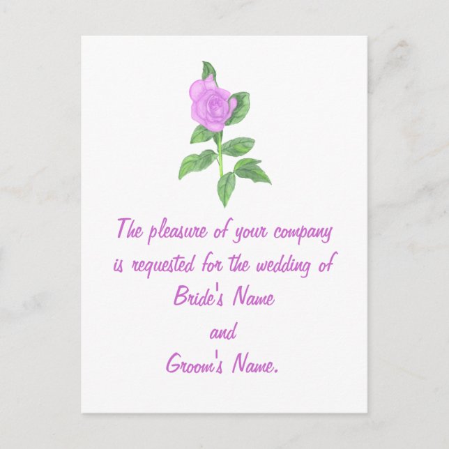 Cartes postales Lavender Rose Wedding Invitation (Devant)