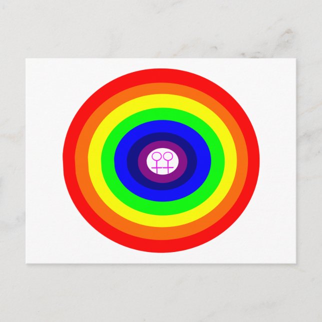 Cartes postales lesbiennes rondes arc-en-ciel (Devant)
