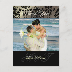 Cartes postales mariage damassé Photo Merci,