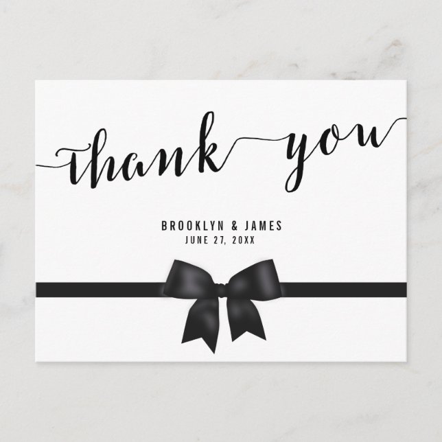 Cartes Postales Mariage Noir Et Blanc Bow (Devant)