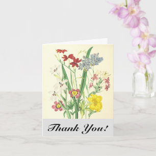 Cartes postales "Merci !" avec des fleurs et des p
