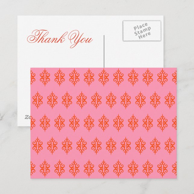 Cartes postales Merci dentelle rose (Devant / Derrière)
