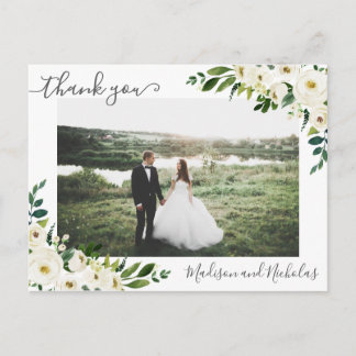 Cartes postales Merci photo avec fleurs blanches