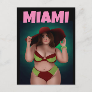 CARTES POSTALES MIAMI FLORIDA CURVY BBW ART BIKINI