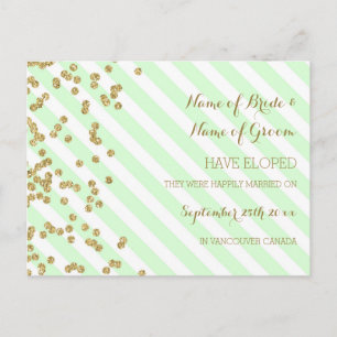 Cartes postales Mint Gold Stripes Elopo Faire-part