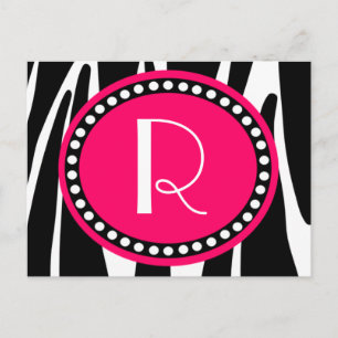 Cartes postales monogrammes Zebra Stripes et Hot R