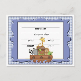 Cartes postales Noahs Ark Baby Faire-part