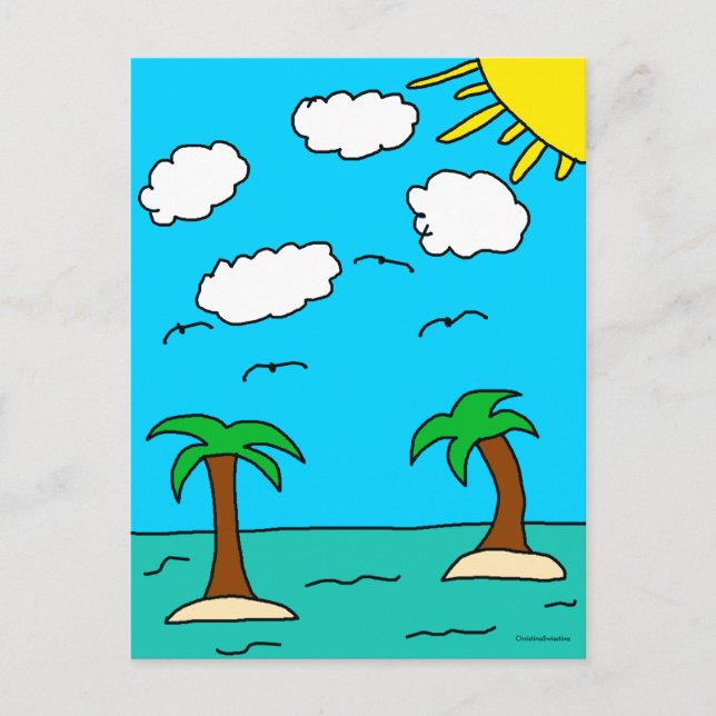 Cartes postales Ocean et Palm Tree (Devant)