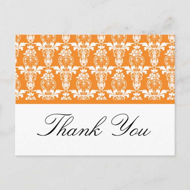 Cartes postales Orange Damask Merci (Devant)
