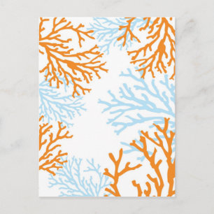Cartes postales orange et corail bleu