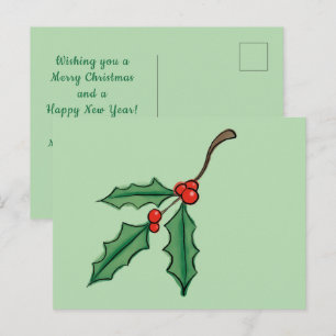 Cartes postales personnalisées de houx de Noël