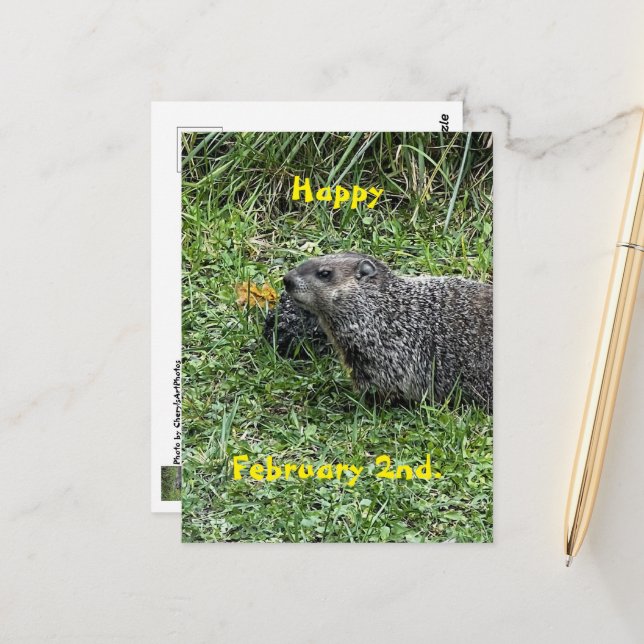 Cartes postales personnalisées Joyeux 2 février av (Devant/Arrière en situation)