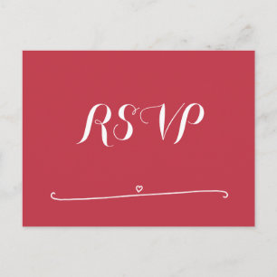 Cartes postales personnalisées RSVP mariage rouge 