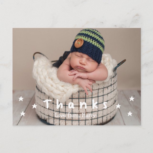 Cartes postales photo de remerciement pour bébé (Devant)