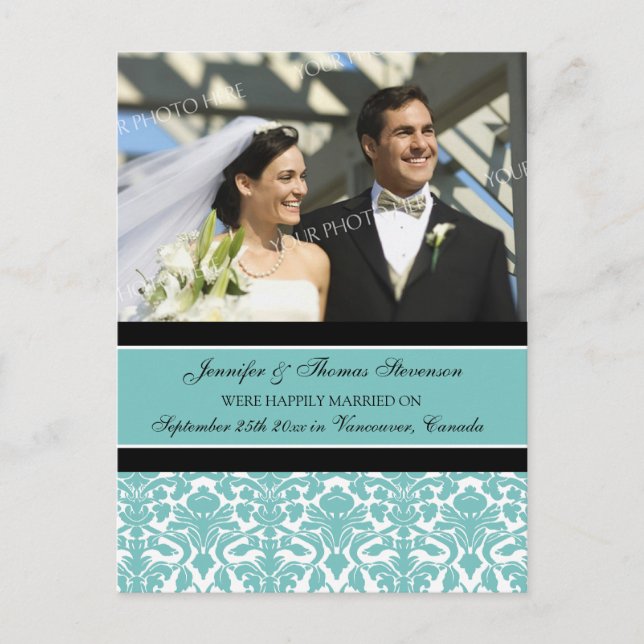 Cartes postales Photo Faire-part Marié Turquoise (Devant)