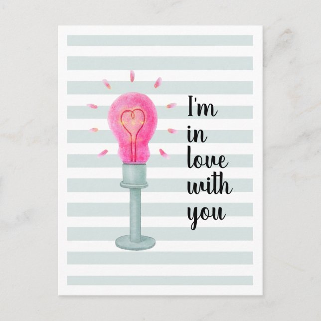 Cartes postales Pink Lightbulbe Heart Stripes (Devant)