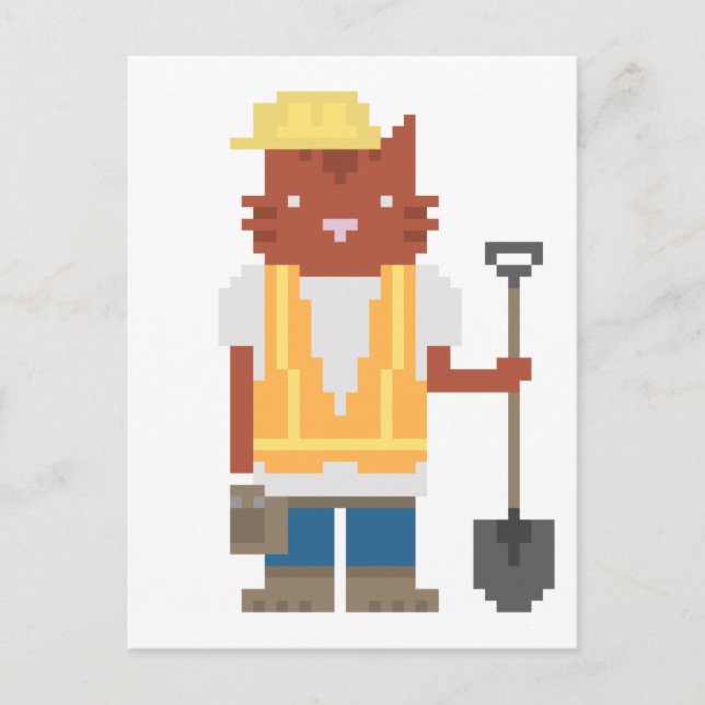 Cartes postales Pixel d'art pour ouvrier du bâtime (Devant)