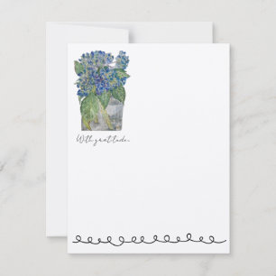 Cartes postales plates avec hydrangeas dans l'eau