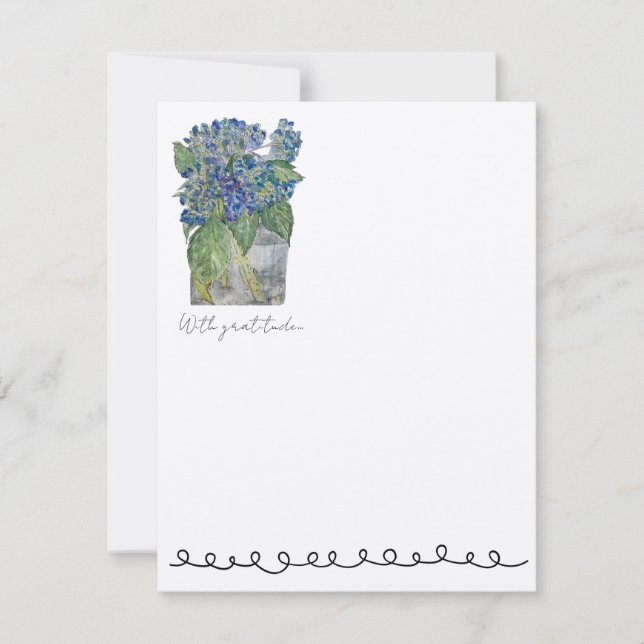 Cartes postales plates avec hydrangeas dans l'eau  (Devant)