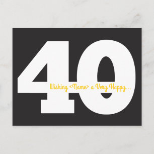 Cartes postales pour 40 ans - Noir et Jaune