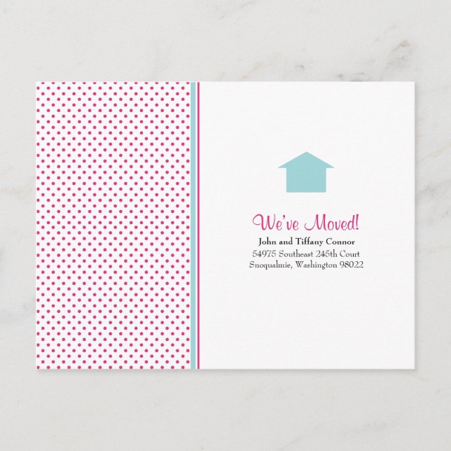 Cartes postales pour une nouvelle maison à pois (Devant)