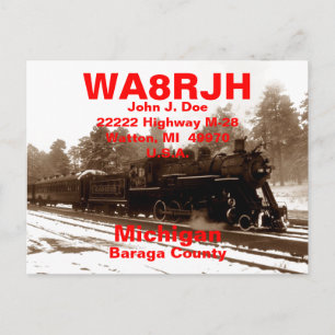 Cartes postales QSL HAM Radio Ops RR Train de neig