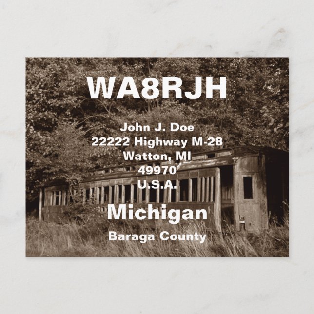 Cartes postales QSL HAM Radio Ops Voiture de train (Devant)