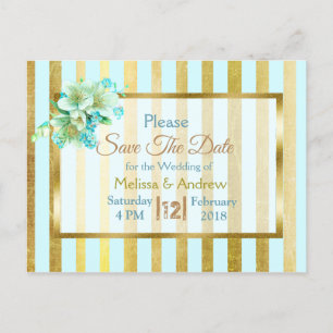 Cartes postales "Fleurs élégantes bleu et or&