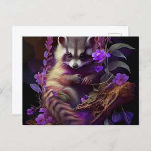Cartes Postales Raccoon Mauve