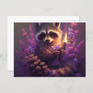 Cartes Postales Raccoon Mauve