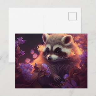 Cartes Postales Raccoon Mauve