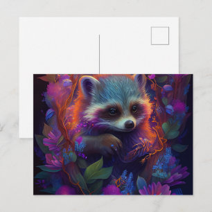Cartes Postales Raccoon Mauve