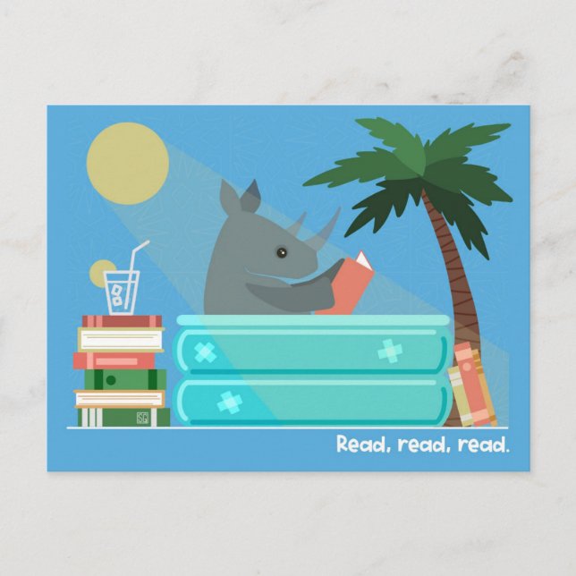 Cartes postales Reading Rhino in the Pool (Devant)