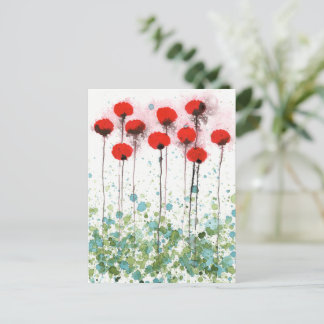 Cartes postales Red Poppies Watercolor Flowers