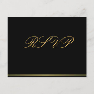 Cartes postales RSVP Black Gold Elegant Wedding