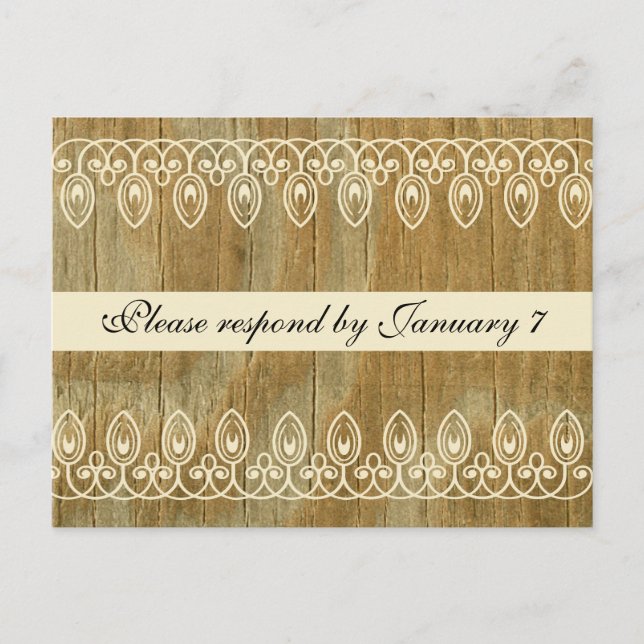 Cartes postales RSVP Bois, teinte or (Devant)