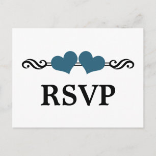 Cartes postales RSVP Coeurs Élégants, Bleu