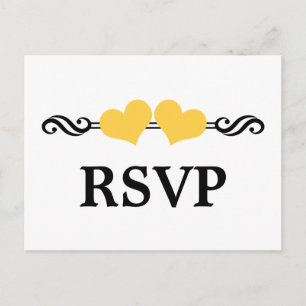 Cartes postales RSVP Coeurs Élégants, Jaune