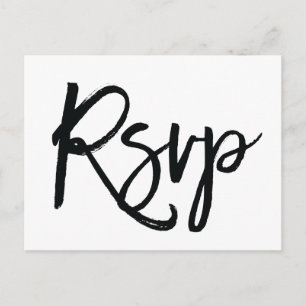 Cartes postales RSVP de mariage blanc et noir