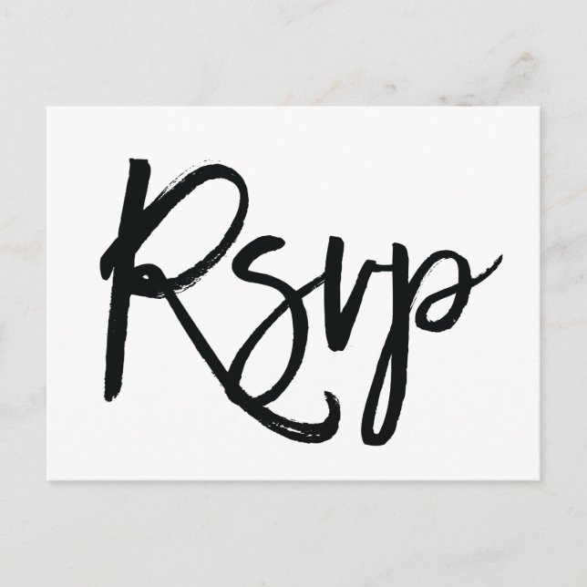 Cartes postales RSVP de mariage blanc et noir (Devant)