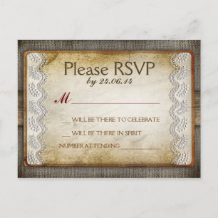 cartes postales rsvp de mariage en détresse rustiq