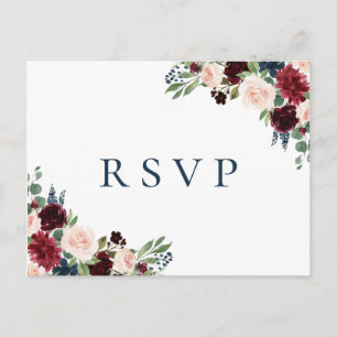 Cartes postales RSVP de mariage floral de la marin