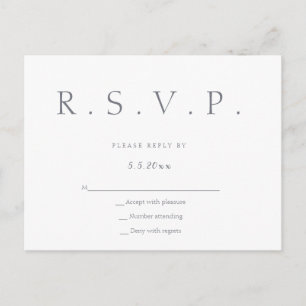 Cartes postales rsvp de mariage gris simple