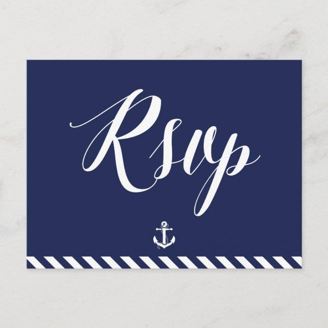 Cartes Postales RSVP De Mariage Nautique Avec Des  (Devant)