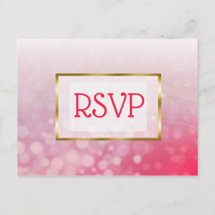 Cartes postales RSVP de mariage Red et Gold Bubble