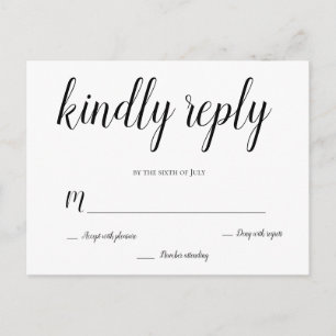 Cartes postales rsvp de mariage script moderne