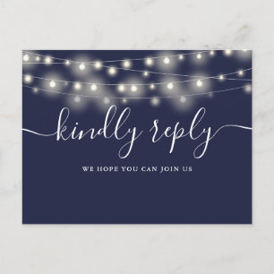 Cartes Postales RSVP Guirlandes Lumineuses Bleu Nu